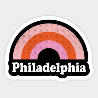 Philadelphia, Pennsylvania - PA Retro Rainbow and Text Sticker